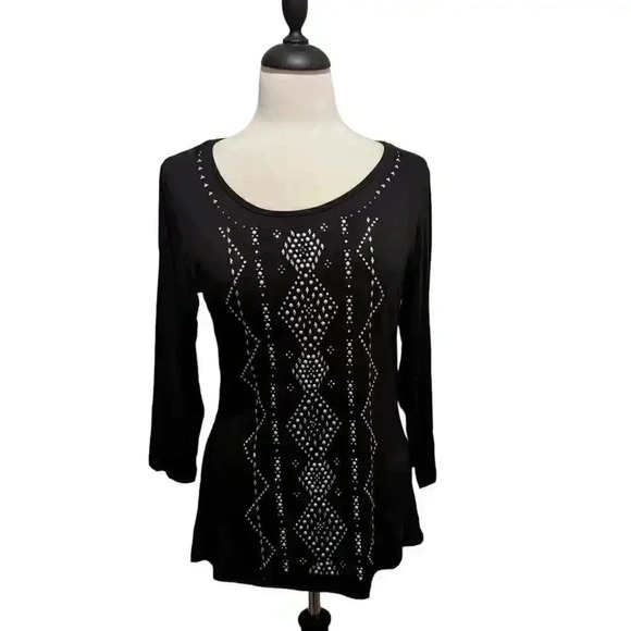 Roz & Ali Tops - Roz & Ali Scoop Neck Studded Blouse Size S